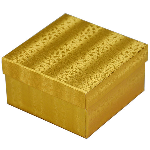 Gold Cotton Filled Box 3 1/2" x 3 1/2" x 2" pack of 100