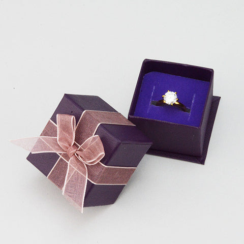 Purple Ring box with Ribbon - JewelryPackagingBox.com