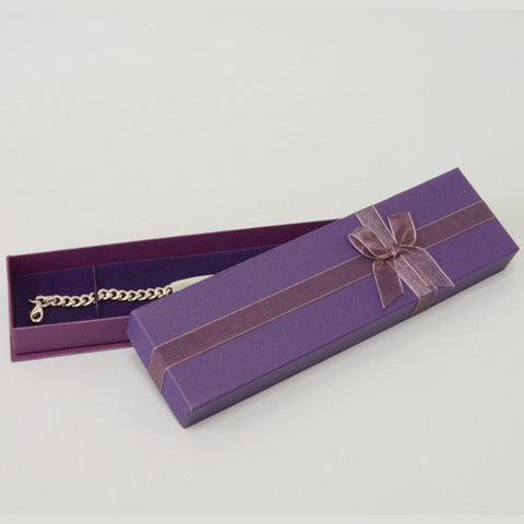 PURPLE BRACELET BOX WITH RIBBON /6 - JewelryPackagingBox.com