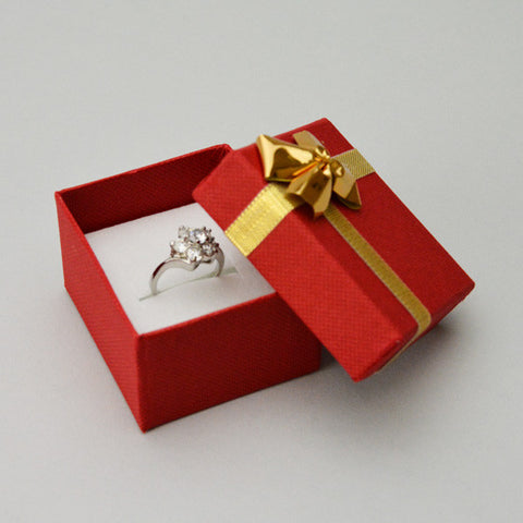 Ring Box with Gold Bow - JewelryPackagingBox.com
