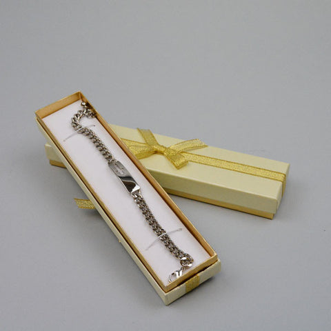 Bracelet Box Cream/Gold with Gold Bow - JewelryPackagingBox.com