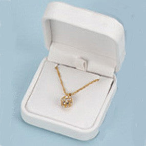 White Leatherette Pendant box - JewelryPackagingBox.com