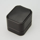 Black leatherette high dome ring box - JewelryPackagingBox.com