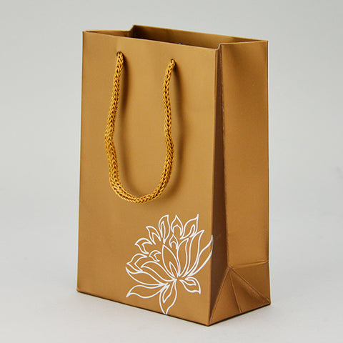 GOLD TOTE BAG with FLOWER