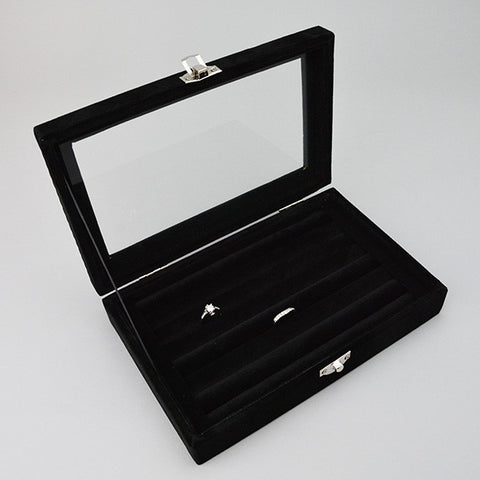 Glass Top Ring Case - JewelryPackagingBox.com