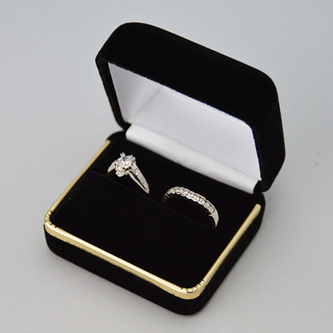 Velour double ring box - JewelryPackagingBox.com