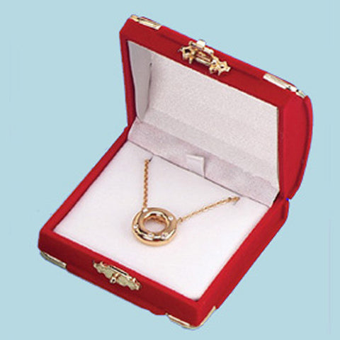 Treasure Chest Pendant Box Red - JewelryPackagingBox.com