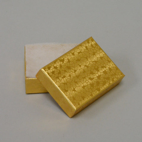 Gold Cotton Filled Box 2" x 1 1/2" pack of 100 - JewelryPackagingBox.com