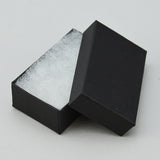 Matte Black Cotton Filled Box 2 1/2" x 1 1/2" Pack of 100 - JewelryPackagingBox.com