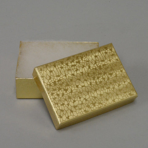 Gold Cotton Filled Box 3 1/8" x 2 1/8" pack of 100 - JewelryPackagingBox.com