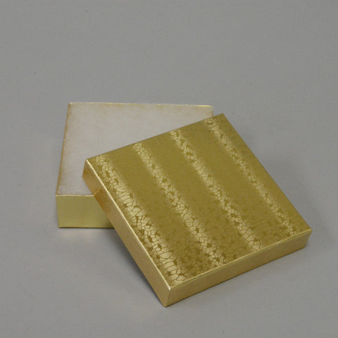 Gold Cotton Filled Box 3 1/2" x 3 1/2" pack of 100 - JewelryPackagingBox.com