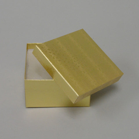 Gold Cotton Filled Box 3 1/2" x 3 1/2" x 2" pack of 100 - JewelryPackagingBox.com