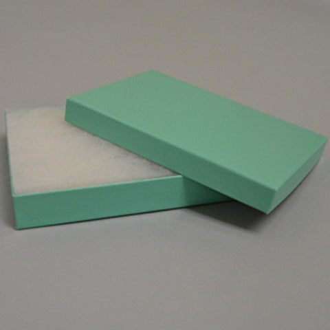 Teal Blue Cotton Filled Box 5 1/4" x 3 3/4" pack of 100 - JewelryPackagingBox.com