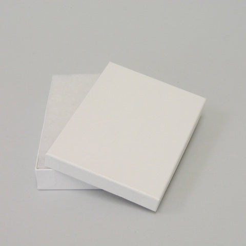 White Cotton Filled Box 5 1/4" x 3 3/4" pack of 100 - JewelryPackagingBox.com