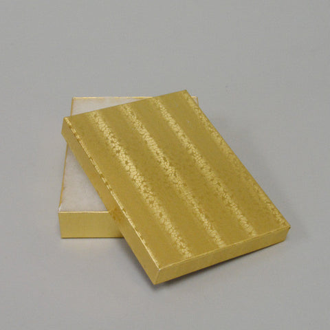 Gold Cotton Filled Box 5 1/4" x 3 3/4" pack of 100 - JewelryPackagingBox.com