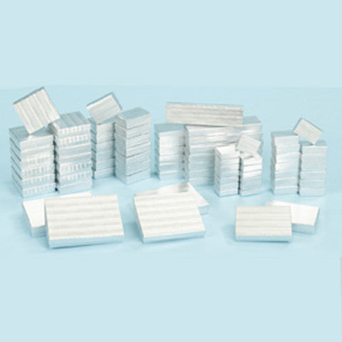 Assorted Size Silver Boxes Pack of 72 - JewelryPackagingBox.com