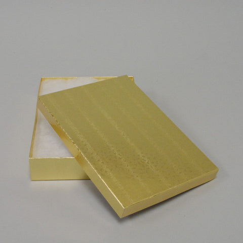 Gold Cotton Filled Box 7" x 5" x Pack of 100 - JewelryPackagingBox.com