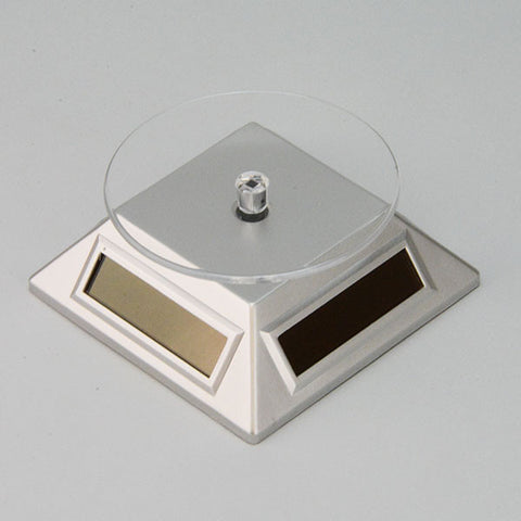 Solar powered turn table in Silver - JewelryPackagingBox.com